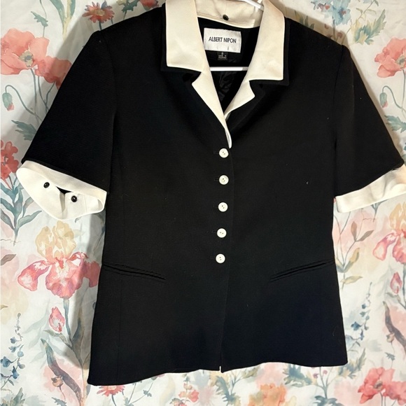 Vintage Albert Nipon Two-Tone Short Sleeve Blazer - Picture 3 of 11